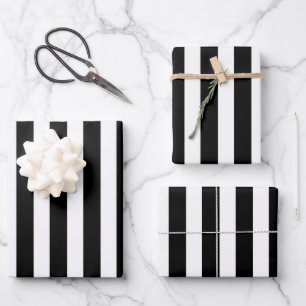 Black and White Striped Wrapping Paper Sheets