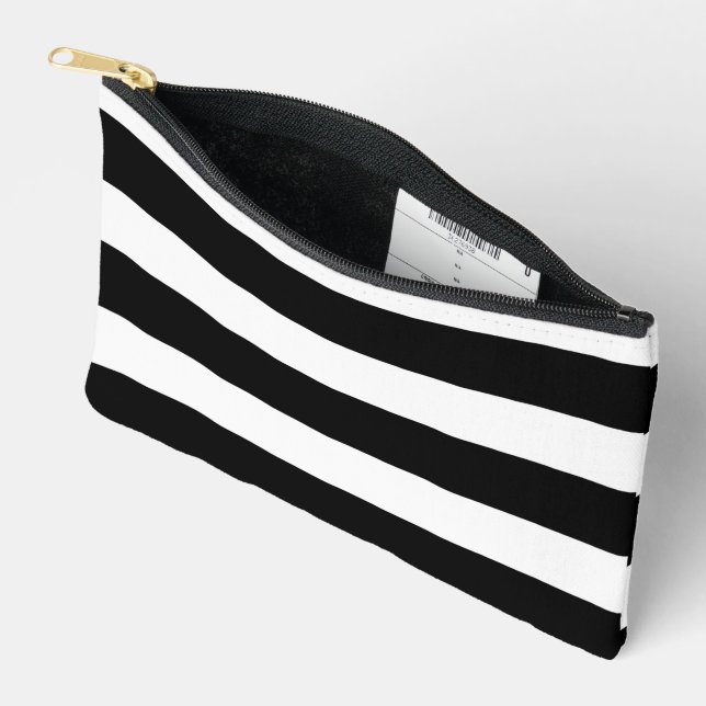 Black and White Stripes Accessory Pouch (Open)