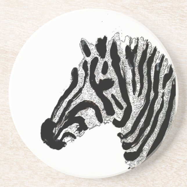 Black and White Stripes Animal Print Zebra Coaster (Front)