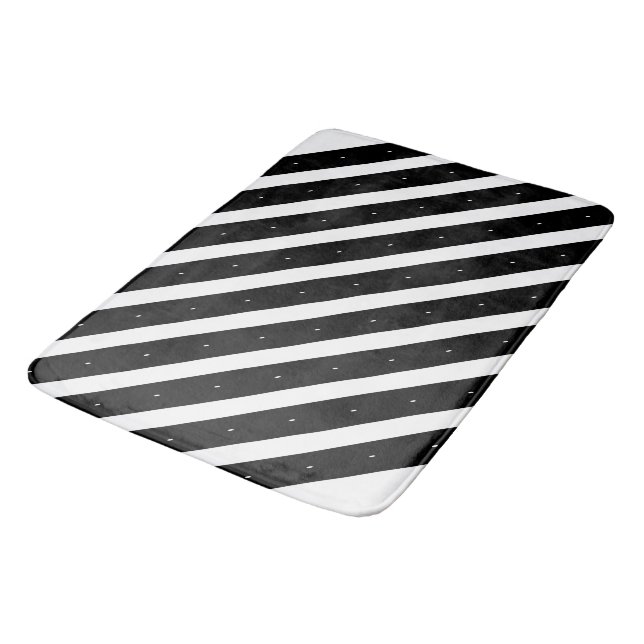 Black and white stripes bath mat (Angled)