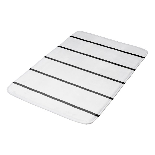 Black and White Stripes Bath Mat (Angled)