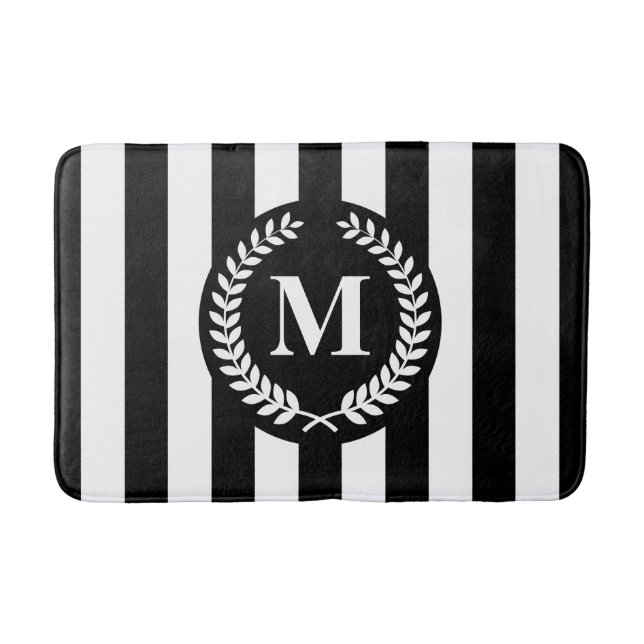 Black and White Stripes Bath Mat (Front)
