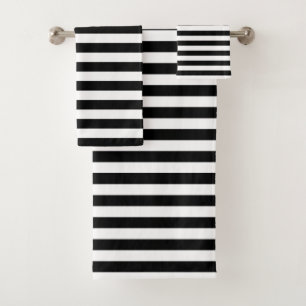 Black and White Stripes Bath Towel Set