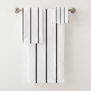Black and White Stripes Bath Towel Set