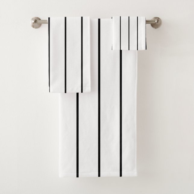 Black and White Stripes Bath Towel Set (Insitu)