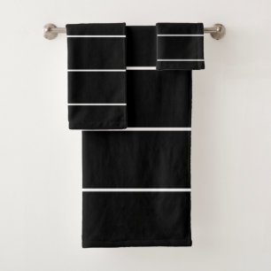 Black and White Stripes Bath Towel Set