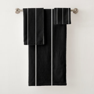 Black and White Stripes Bath Towel Set