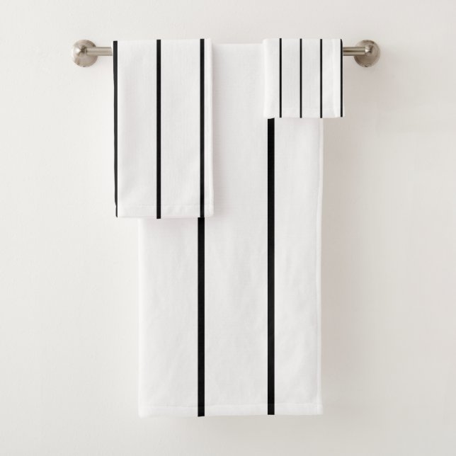 Black and White Stripes Bath Towel Set (Insitu)