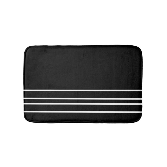 Black and white stripes bathroom bath mat (Front)