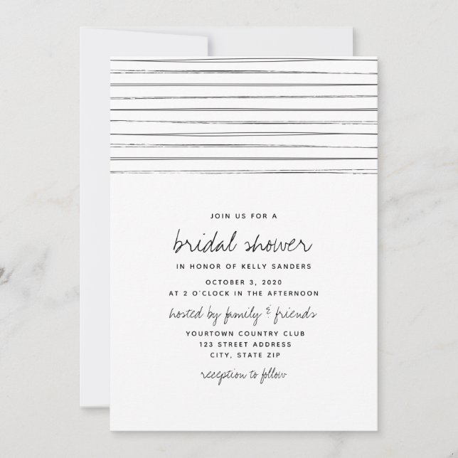 Black and White Stripes Bridal Shower Invitation (Front)