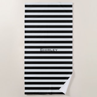 Black and White Stripes by Shirley Taylor Beach Towel