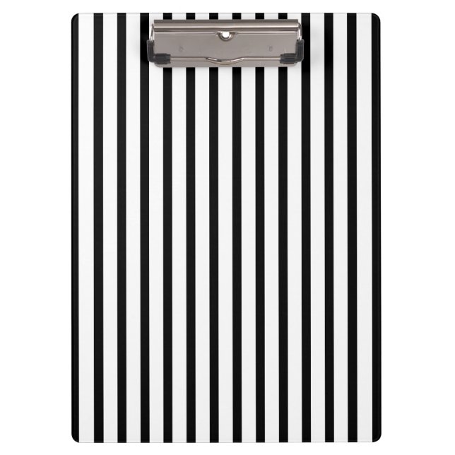 Black and White Stripes Clipboard (Front)