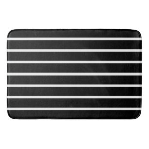 Black and White Stripes Design Bath Mat