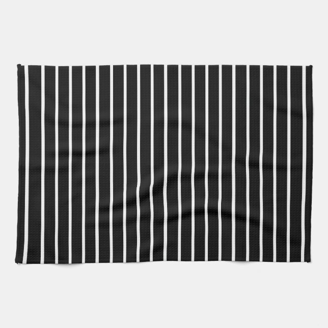Black and White Stripes Design Tea Towel (Horizontal)
