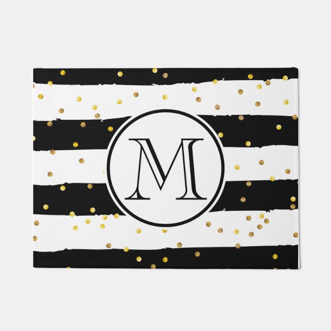 Black and White Stripes Doormat (Front)