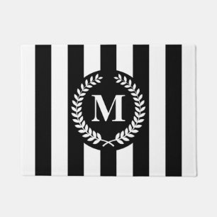 Black and White Stripes Doormat