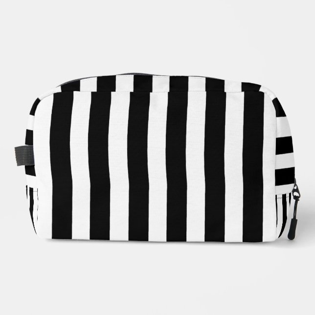 Black and White Stripes Dopp Kit (Front)