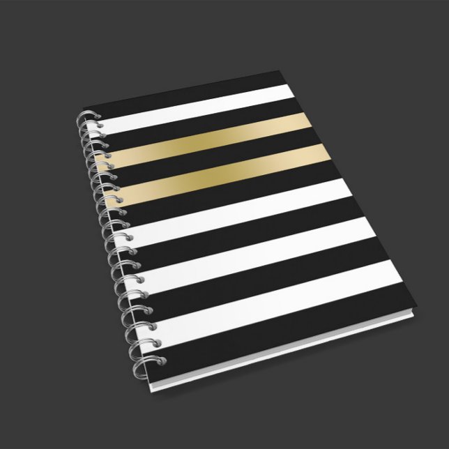 Black and white stripes gold accent notebook (Creator Uploaded)