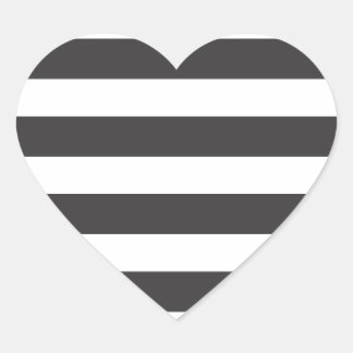 Black and White Stripes Heart Stickers