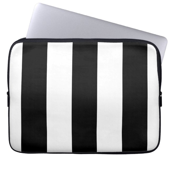 Black and White Stripes - Laptop Sleeve (Front)