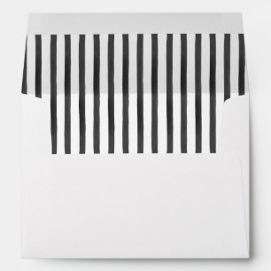 Black and White Stripes Liner Return Address  Envelope