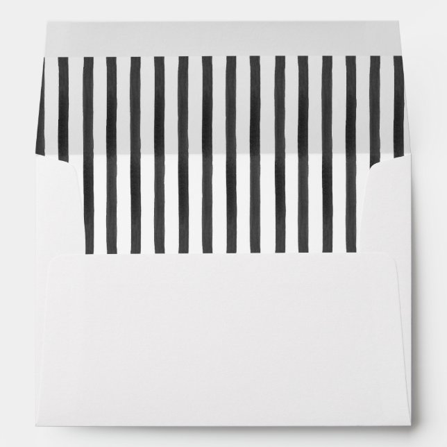 Black and White Stripes Liner Return Address  Envelope (Back (Bottom))