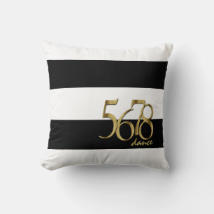 Black and White Stripes Modern Dance Typography Cushion