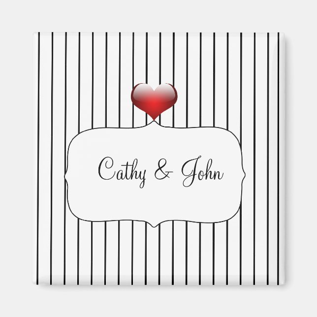Black and White Stripes Modern Wedding Magnet (Front)