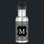 Black and White Stripes Monogram 532 Ml Water Bottle<br><div class="desc">black and White Stripes monogram</div>
