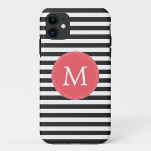 Black and White Stripes Monogram Iphone 5/5S Case