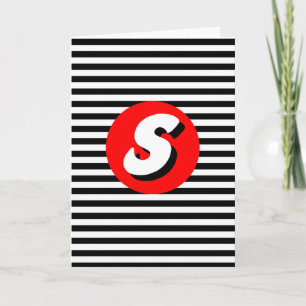 Black and white stripes Monogram S. Note Card