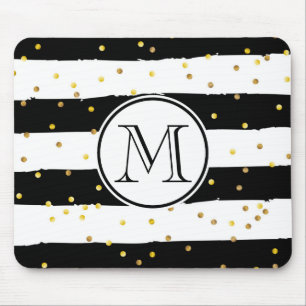 Black and White Stripes Mouse Pad