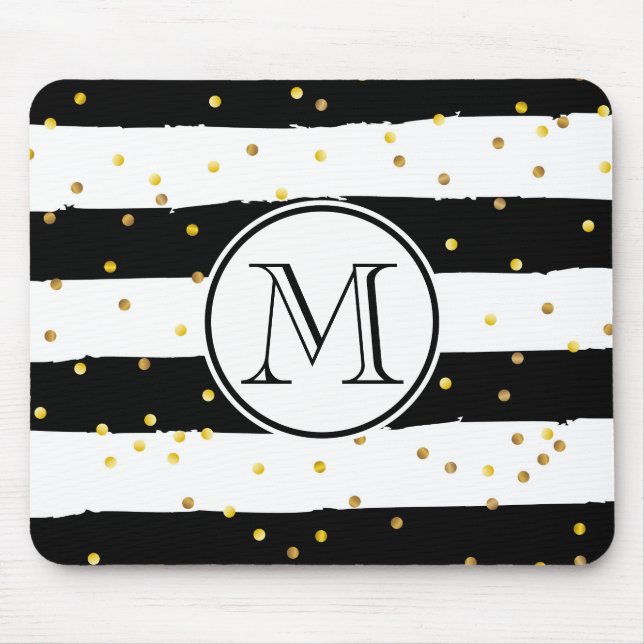 Black and White Stripes Mouse Pad (Front)