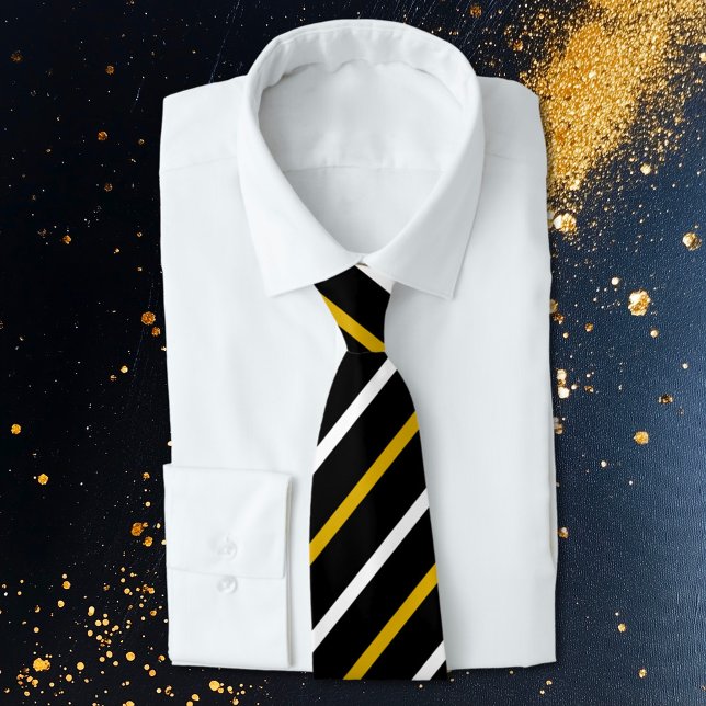 Black and White Stripes on Black Background Tie (Creator Uploaded)