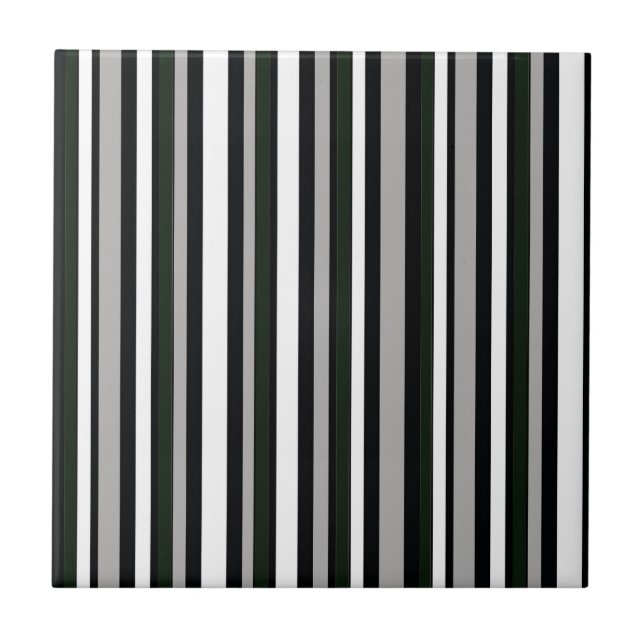 black and white stripes pattern ceramic tile (Front)