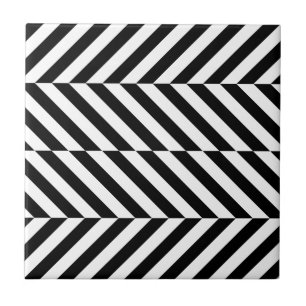 Black and white stripes pattern ceramic tile