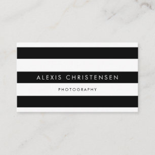 Black and White Stripes Pattern Contemporary Business Card