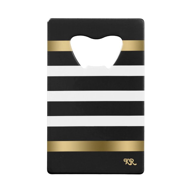 Black and white stripes pattern gold accents (Front)