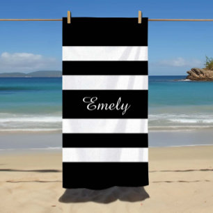 Black And White Stripes Pattern Name Beach Towel