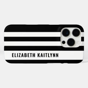 Black and White Stripes Pattern Personalised iPhone 16 Pro Case