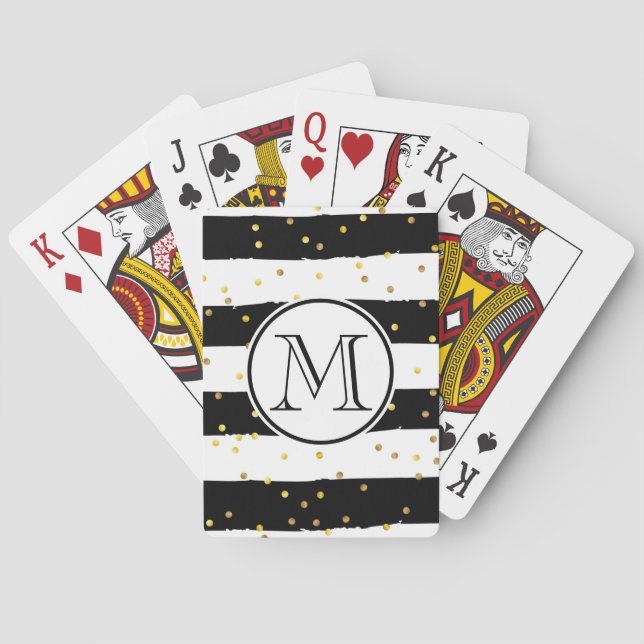 Black and White Stripes Playing Cards (Back)