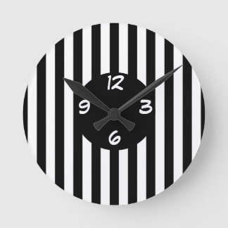 Black and White Stripes Round Clock