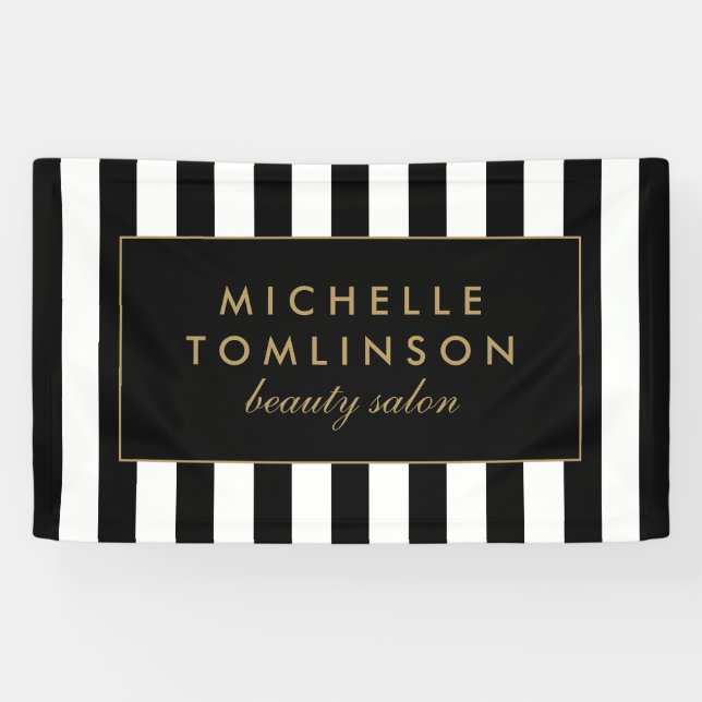 Black and White Stripes Salon Banner (Horizontal)