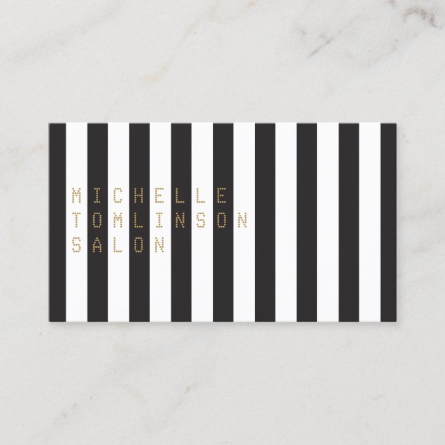 Black and White Stripes Salon Business Card (Front)
