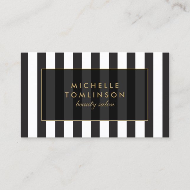 Black and White Stripes Salon III Business Card (Front)