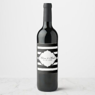 Black And White Stripes- Save The Date Wine Label