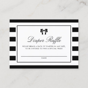 Black and White Stripes Shower Diaper Raffle Card