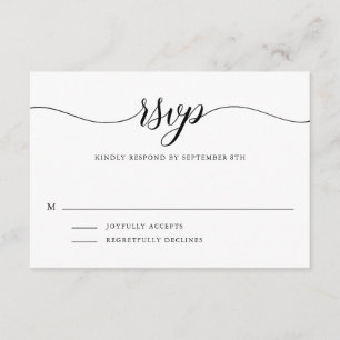 Black and White Stripes   Simple Script RSVP Enclosure Card