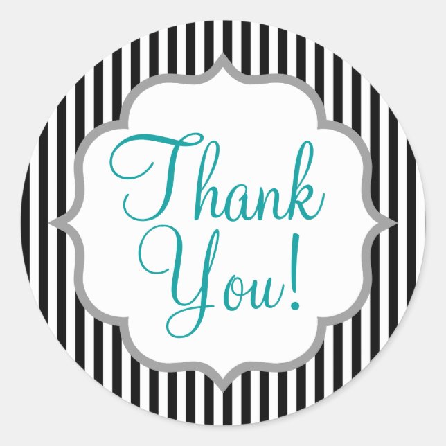 Black and White Stripes; Striped Classic Round Sticker (Front)