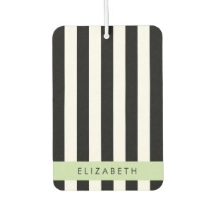 Black and White Stripes, Striped, Lines, Your Name Car Air Freshener